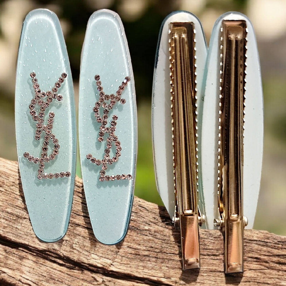 YSL Hair Clips / Baby Blue Hair Clips